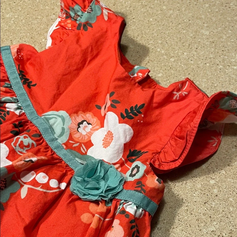 Gymboree Vibrant Red and Teal Floral Dress